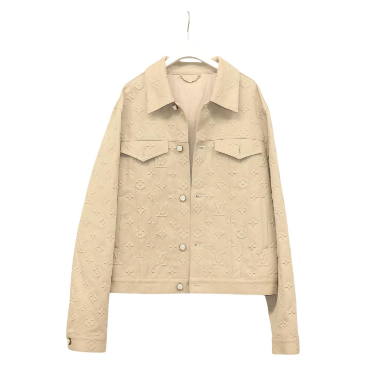 LOUIS VUITTON Denim Jacket Embossed Porte Clever City Jacket 1AHBEU Auth ym029M