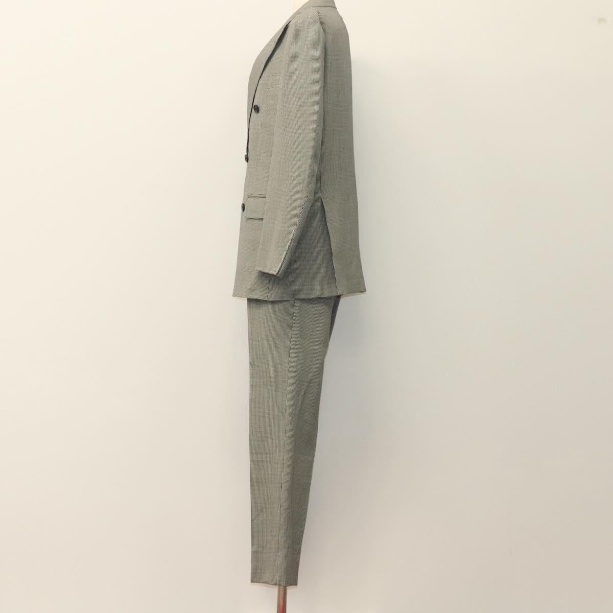 ESTNATION Double Breasted Jacket And Slacks Set Cotton Houndstooth Auth ym030M