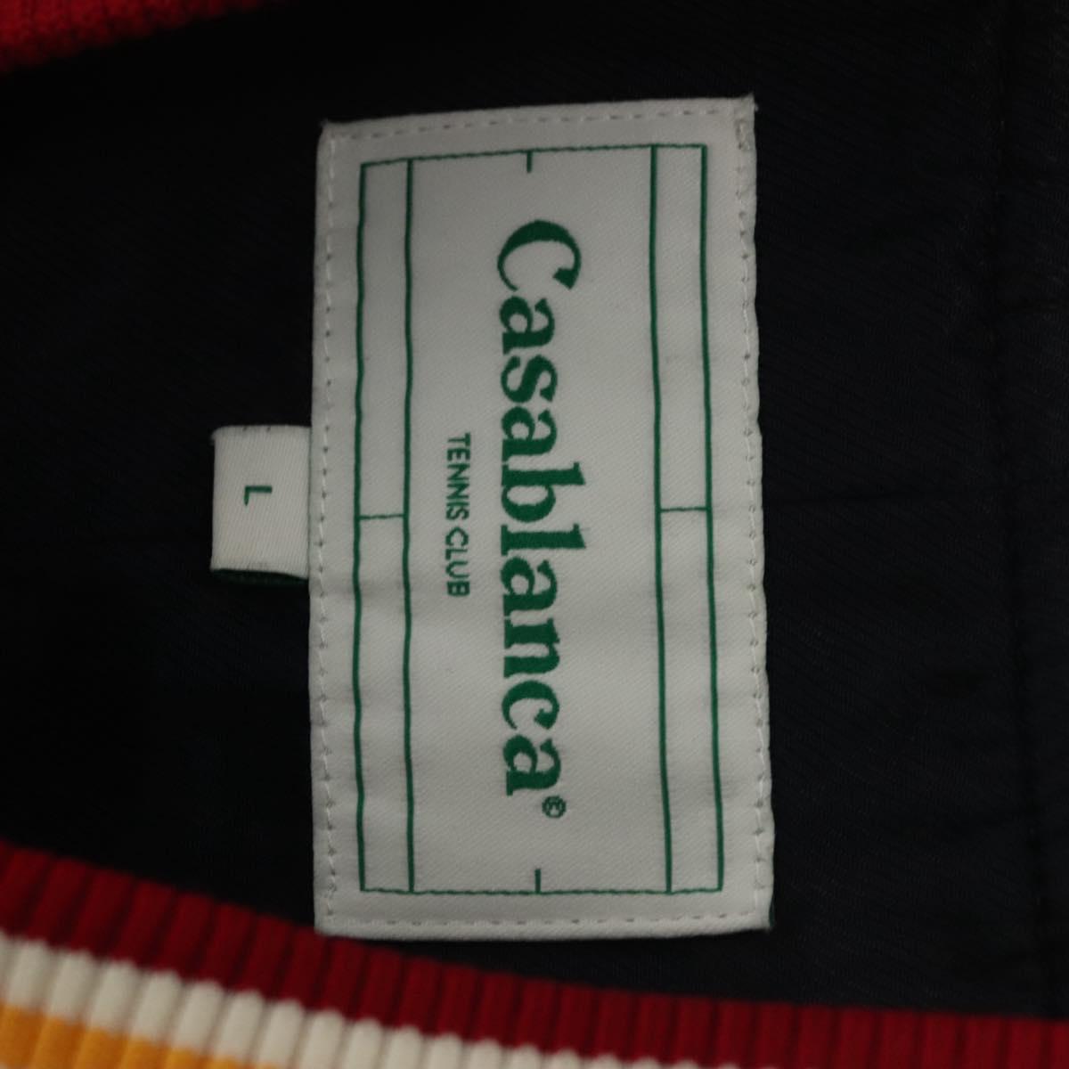 Casablanca Stajan Jacket Wool Leather Navy White Auth ym034M