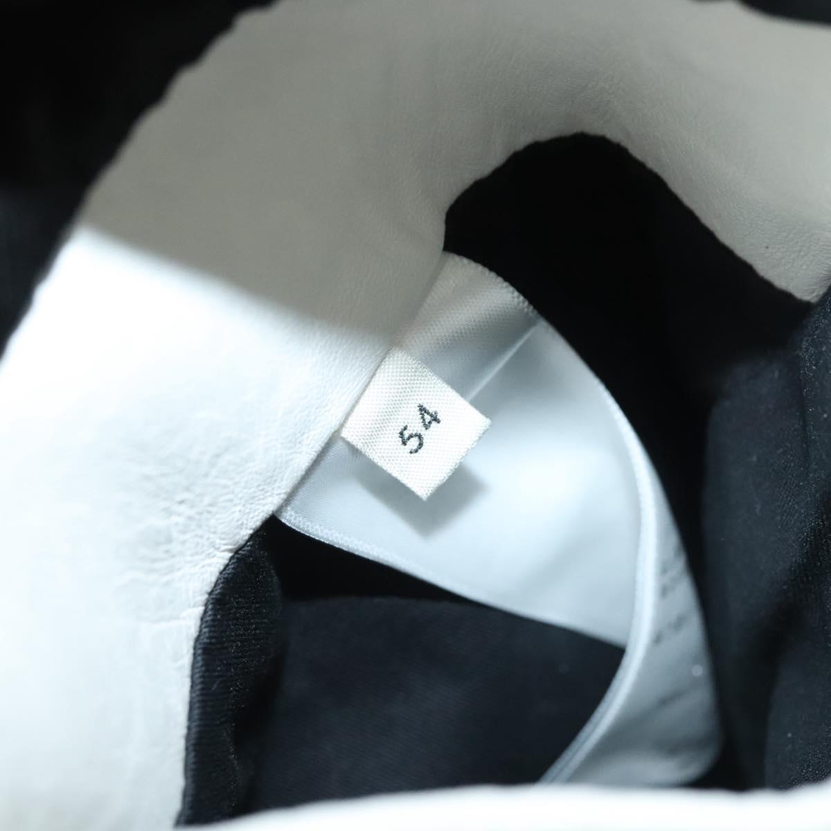 CELINE Leather jacket Jacket Lamb Skin White Black Auth ym037M