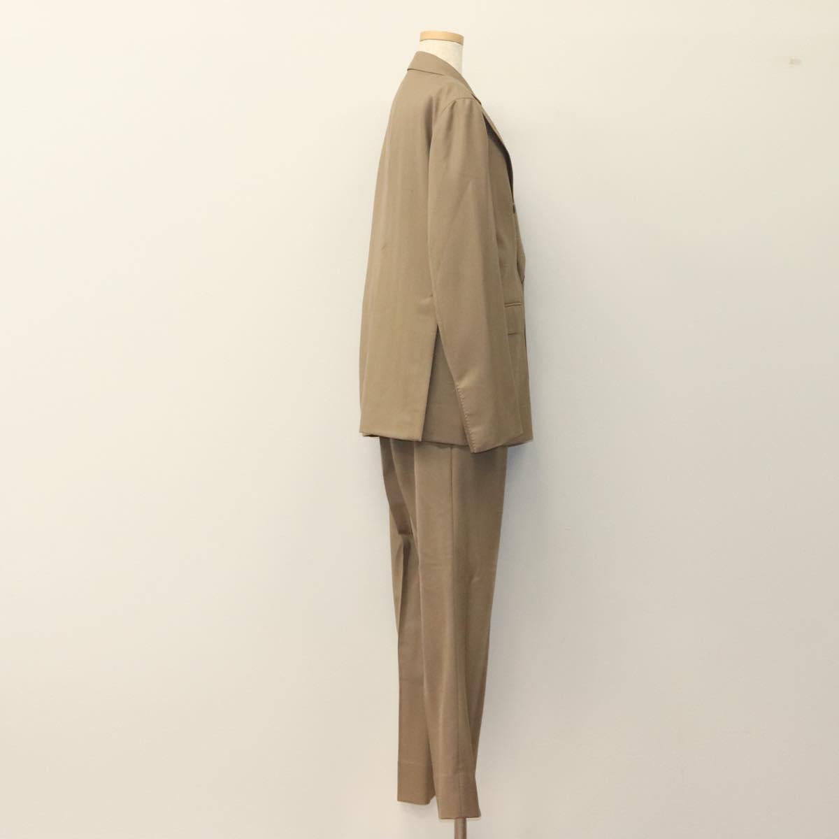 TAGLIATORE Double Breasted Jacket And Slacks Set Wool Beige Auth ym040M