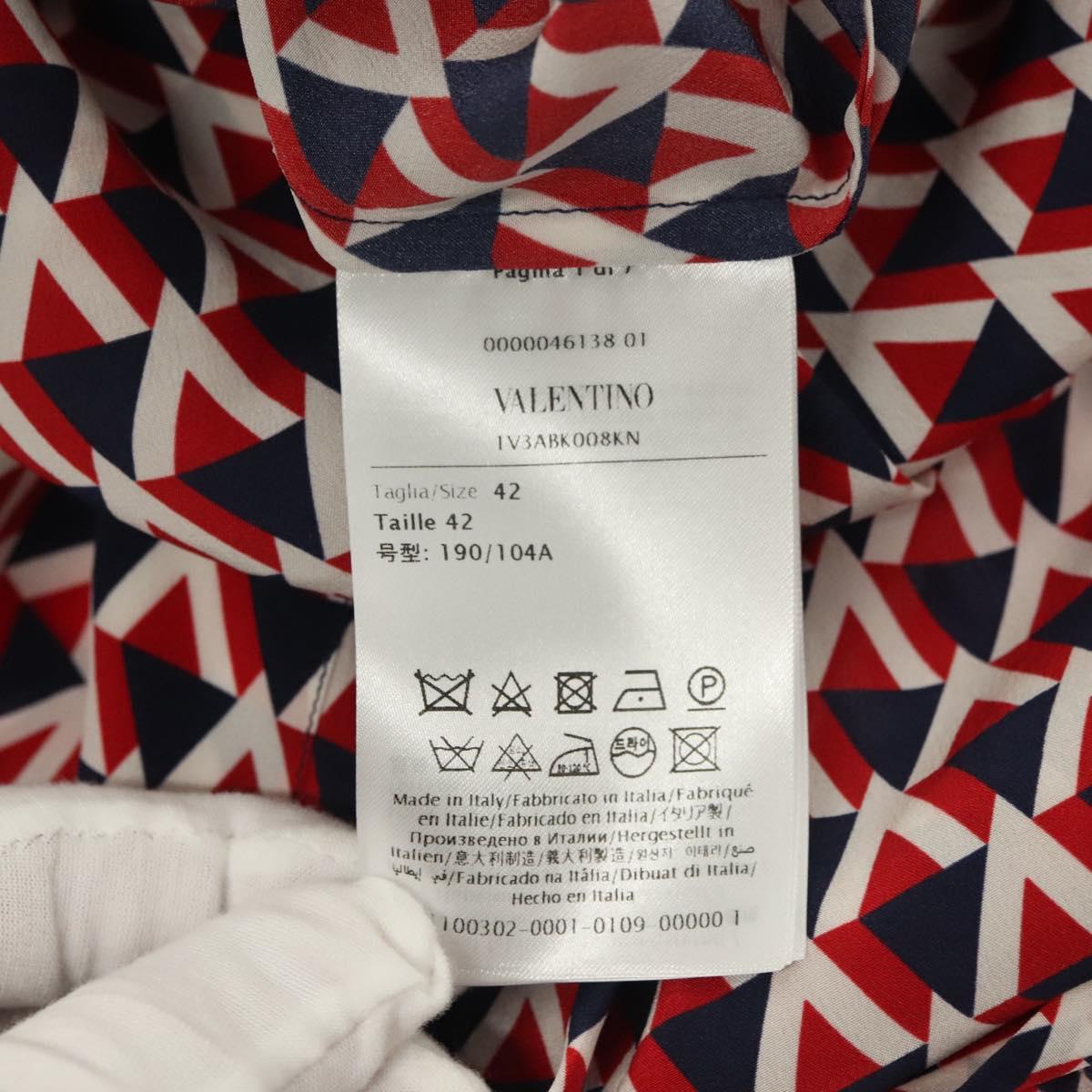 VALENTINO Long Sleeved Silk Red Navy Auth ym053M