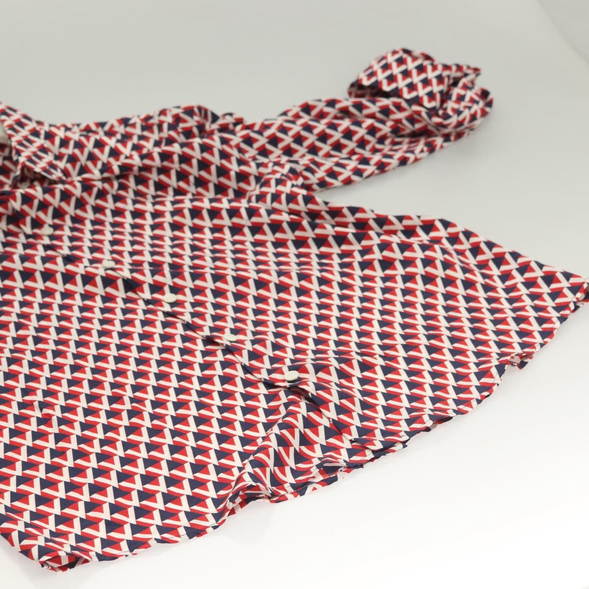 VALENTINO Long Sleeved Silk Red Navy Auth ym053M