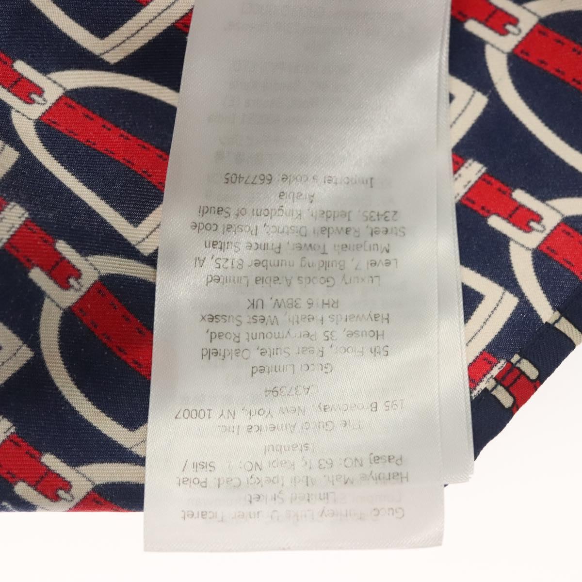 GUCCI Long Sleeved Shirt Silk 46 Red Navy Auth ym054M