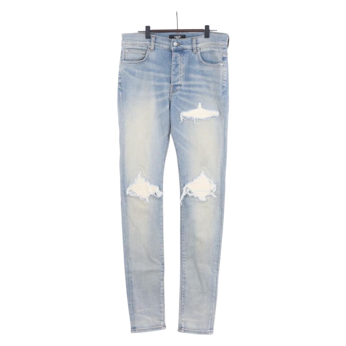AMIRI Distressed Long Pants Denim 32 Blue Auth ym061M