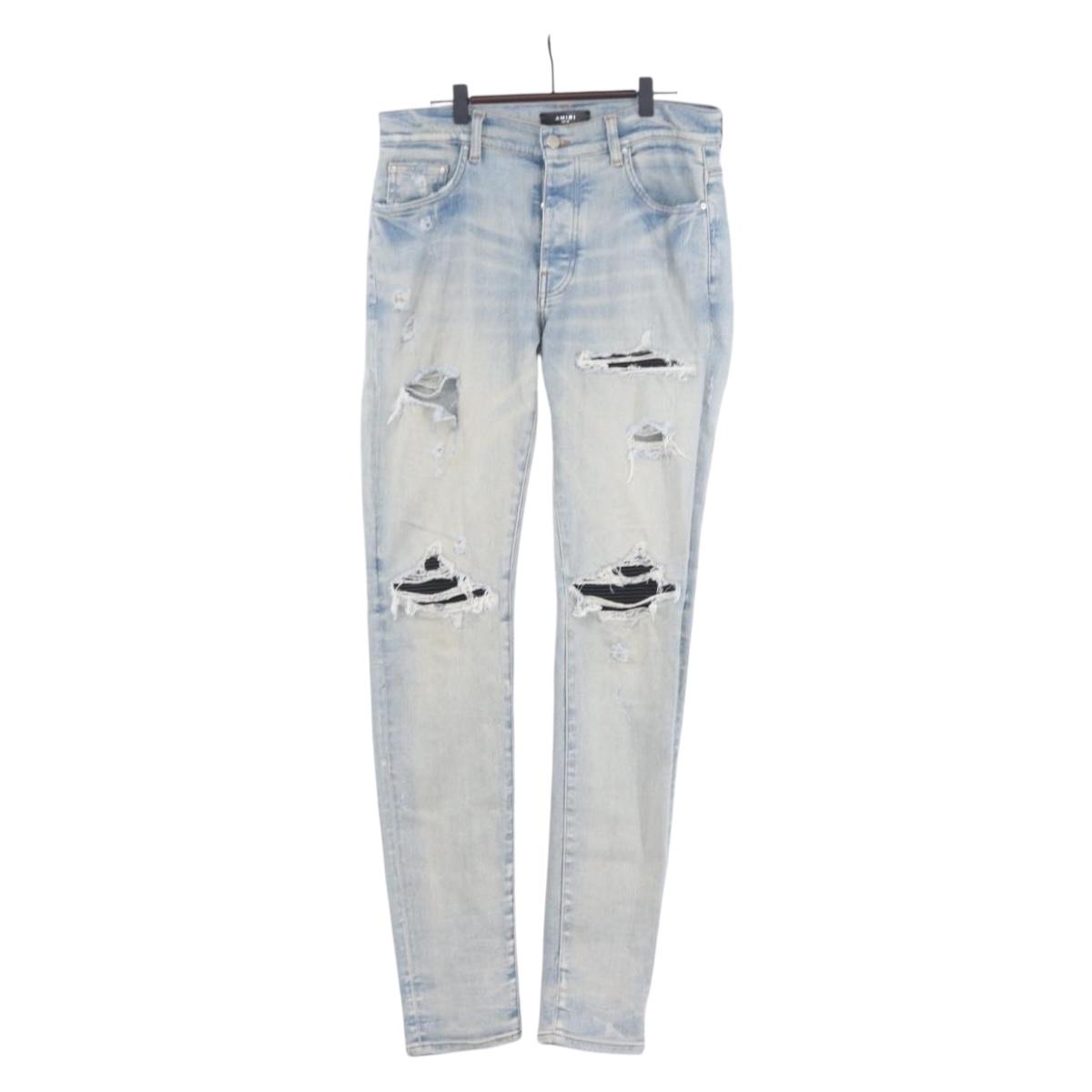 AMIRI Distressed Long Pants Denim 32 Blue Auth ym064M