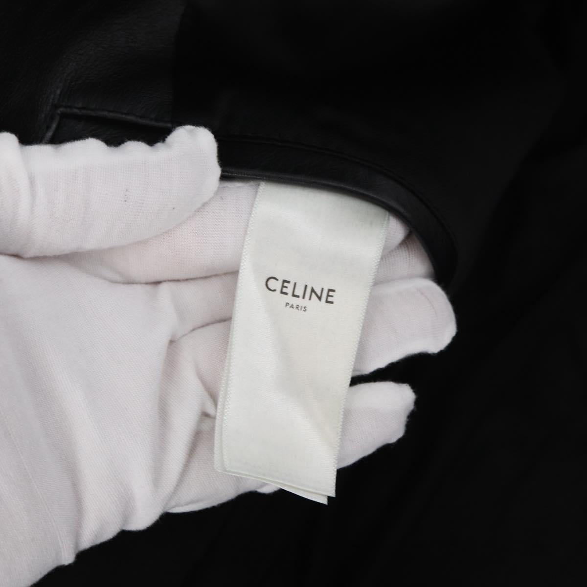 CELINE Riders Jacket Leather 50 Black Auth ym067M