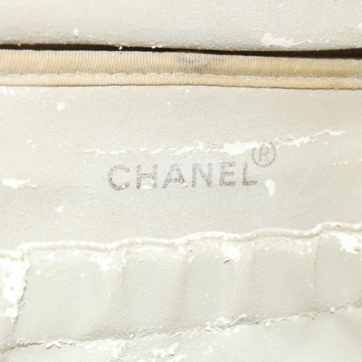 CHANEL Vanity COCO Mark Pouch Caviar Skin Yellow Gold CC Auth 100001