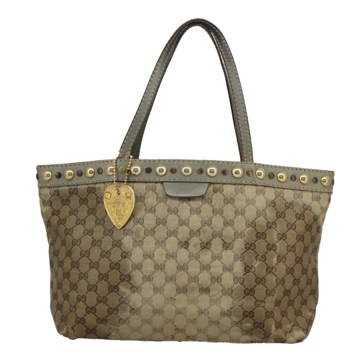 GUCCI GG Crystal Tote Bag Beige Gold 207291 Auth 100022