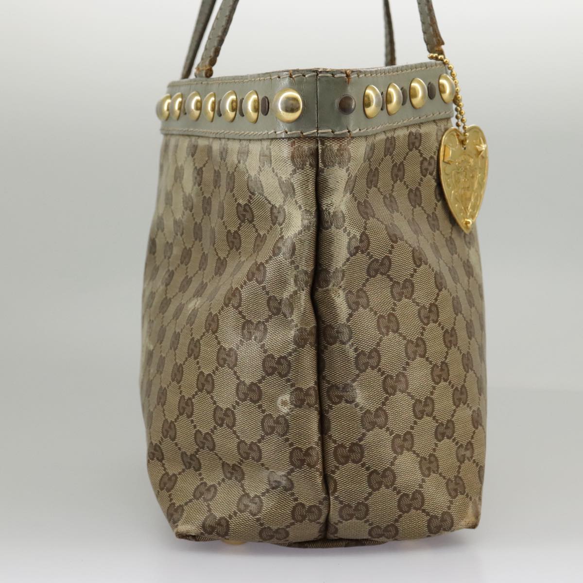 GUCCI GG Crystal Tote Bag Beige Gold 207291 Auth 100022