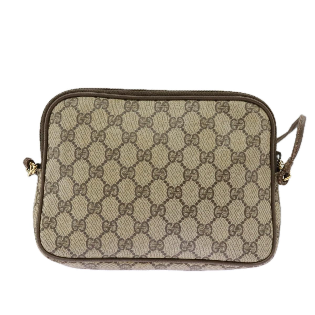 GUCCI GG Supreme Shoulder Bag PVC Beige Gold 97 02 068 Auth 100038