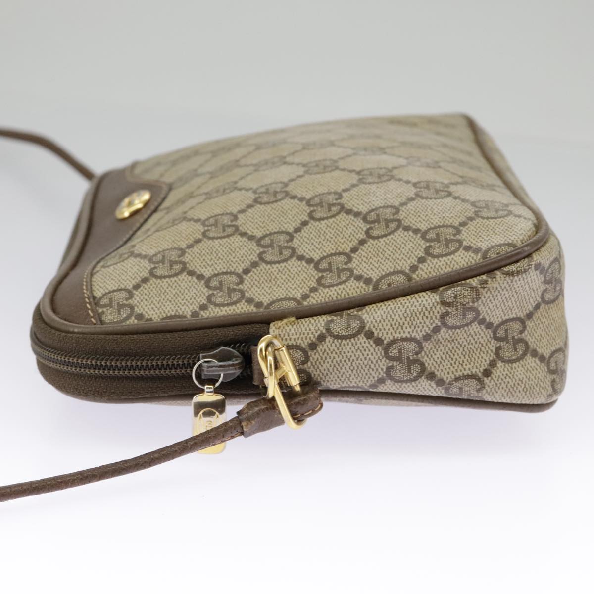 GUCCI GG Supreme Shoulder Bag PVC Beige Gold 97 02 068 Auth 100038