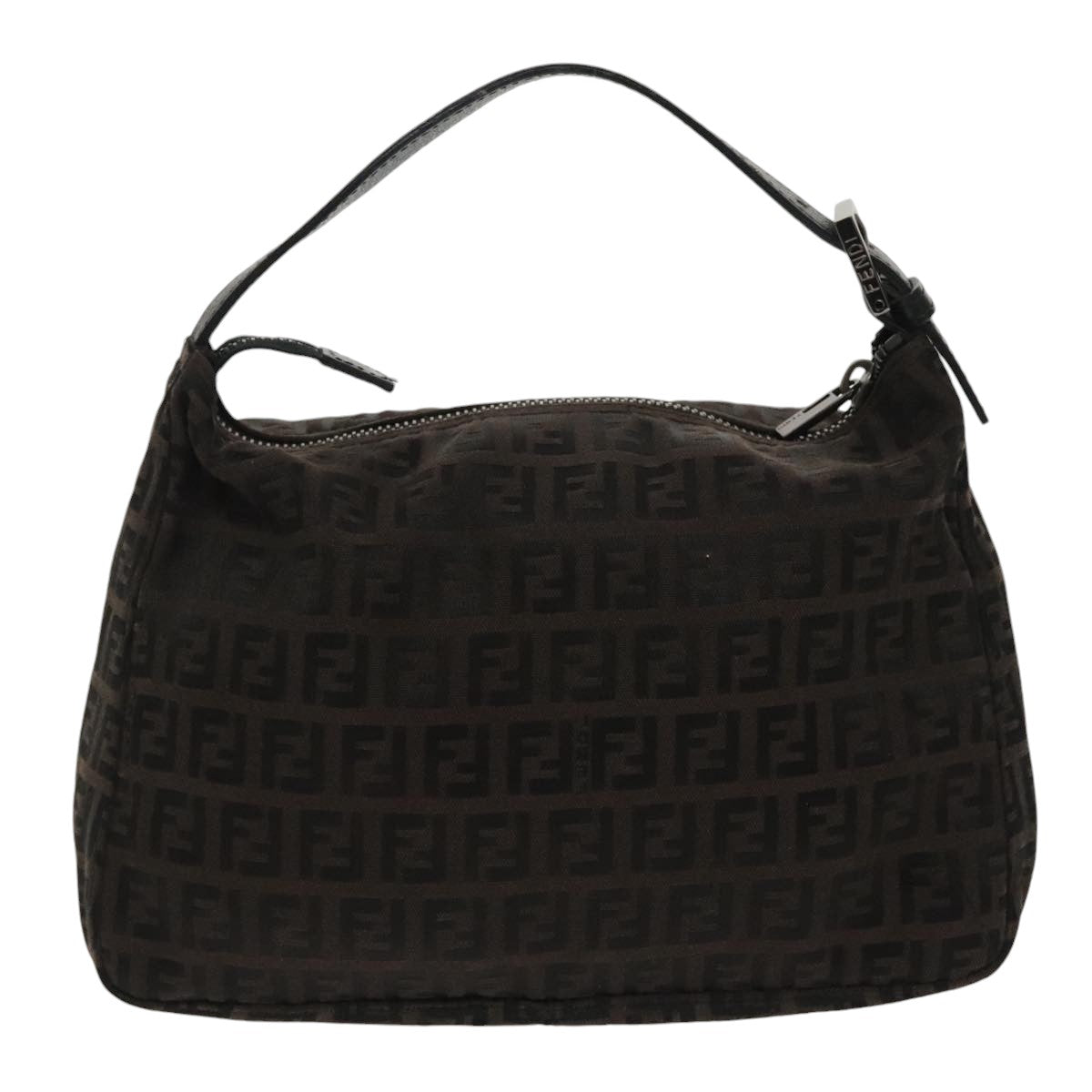 FENDI Zucchino Canvas Hand Bag Black Auth 100056