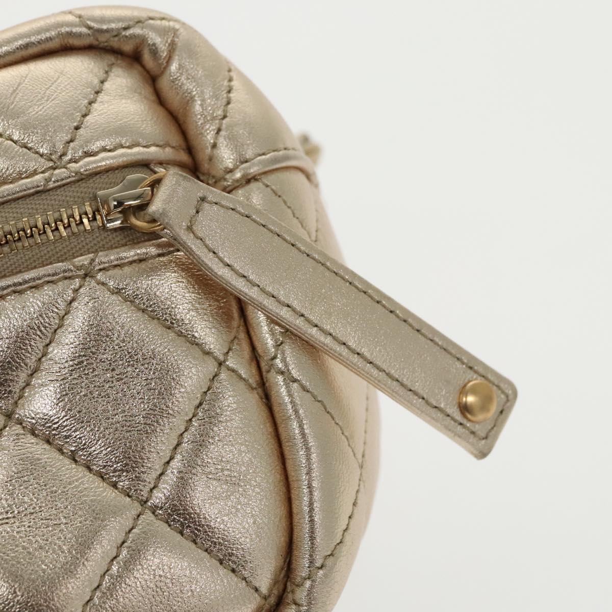 CHANEL Matelasse Chain Hand Bag Lamb Skin Gold CC Auth 100060AV