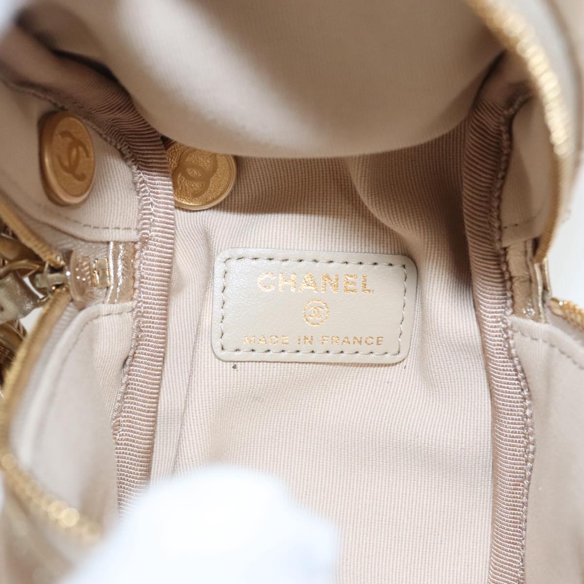CHANEL Matelasse Chain Hand Bag Lamb Skin Gold CC Auth 100060AV
