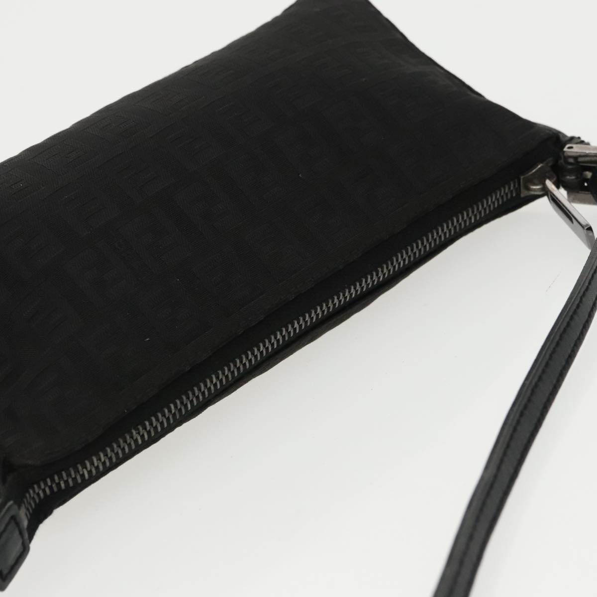 FENDI Zucchino Canvas Accessory Pouch Black Auth 100099