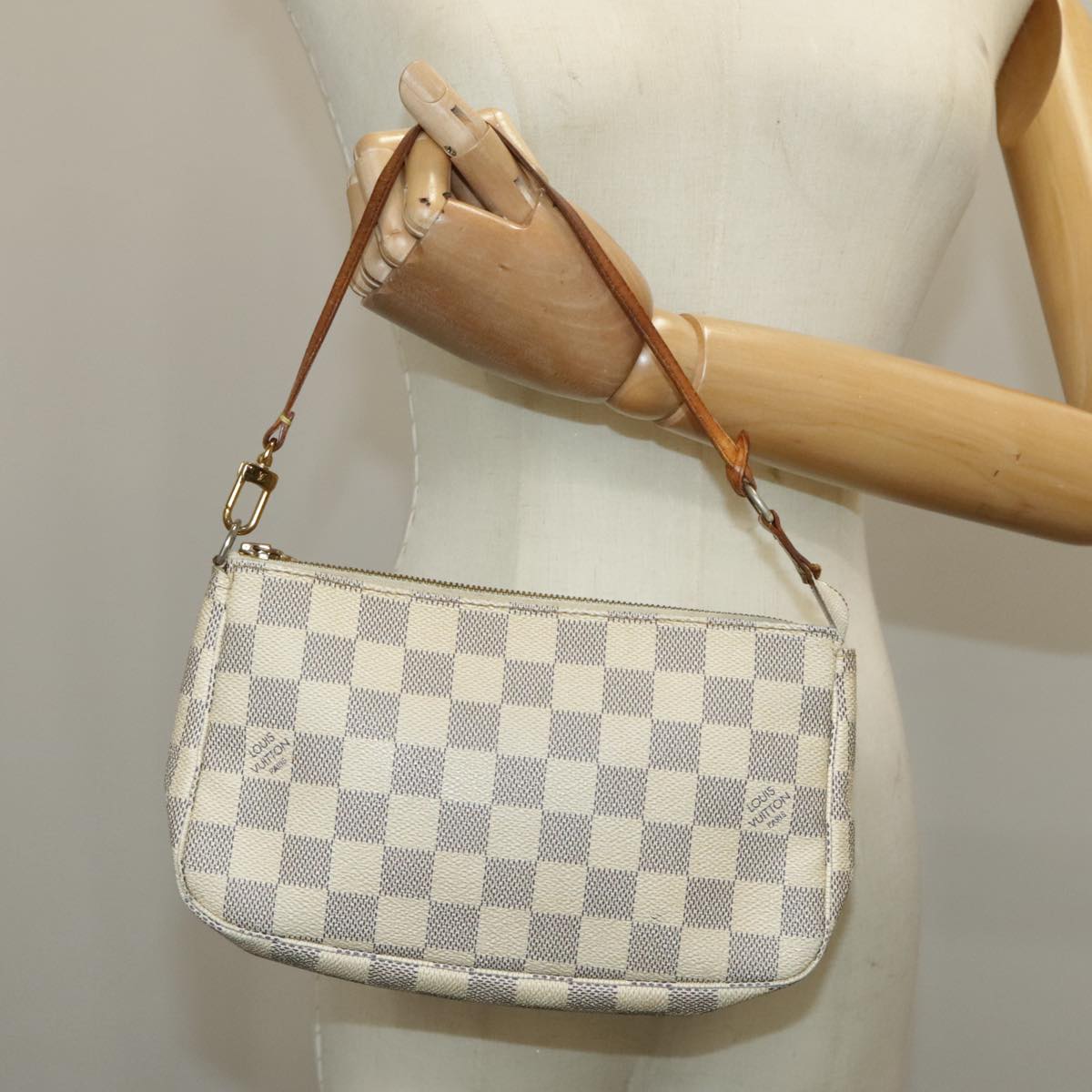 LOUIS VUITTON Damier Azur Pochette Accessoires Pouch N51986 LV Auth 100115