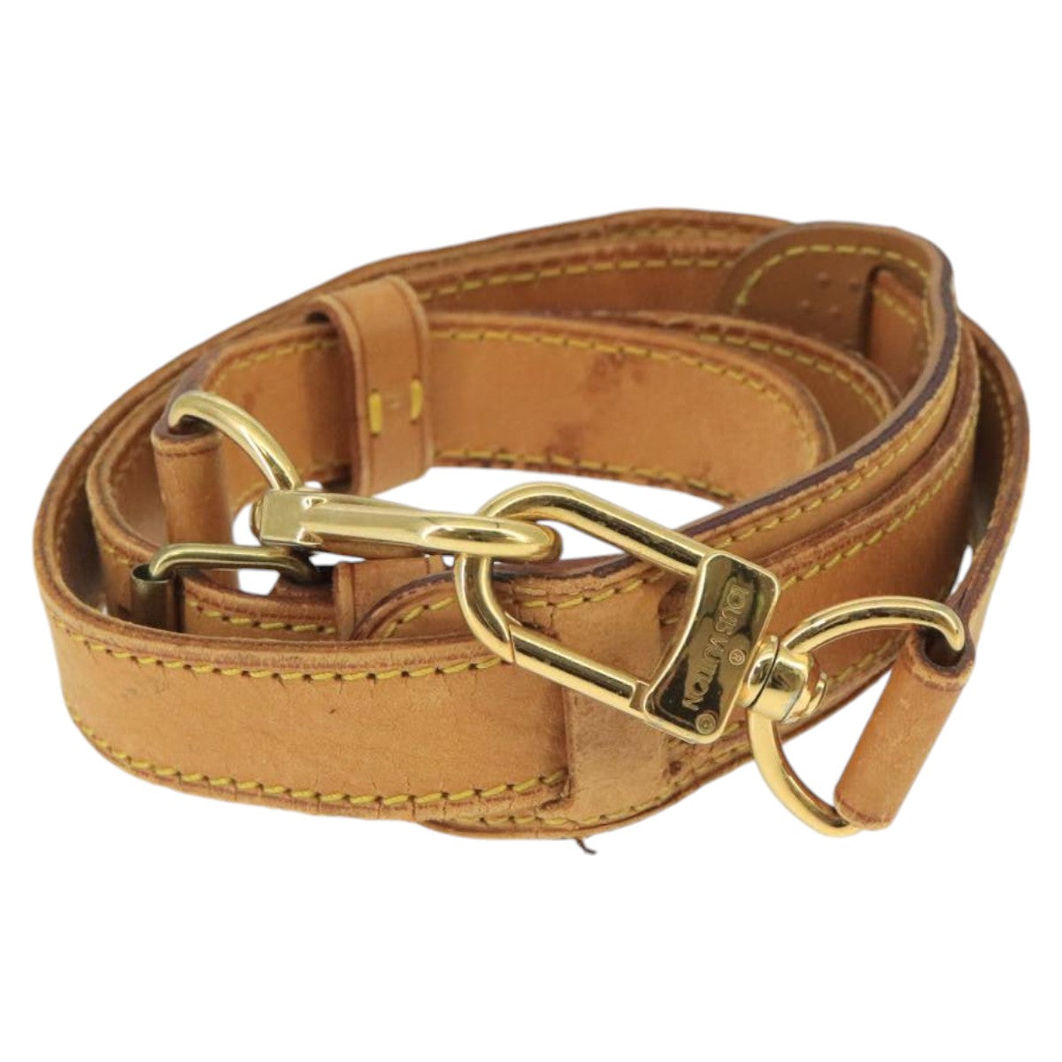LOUIS VUITTON Adjustable Shoulder Strap Leather 35.4""""""""-43.3"""""""" Beige Auth 100134