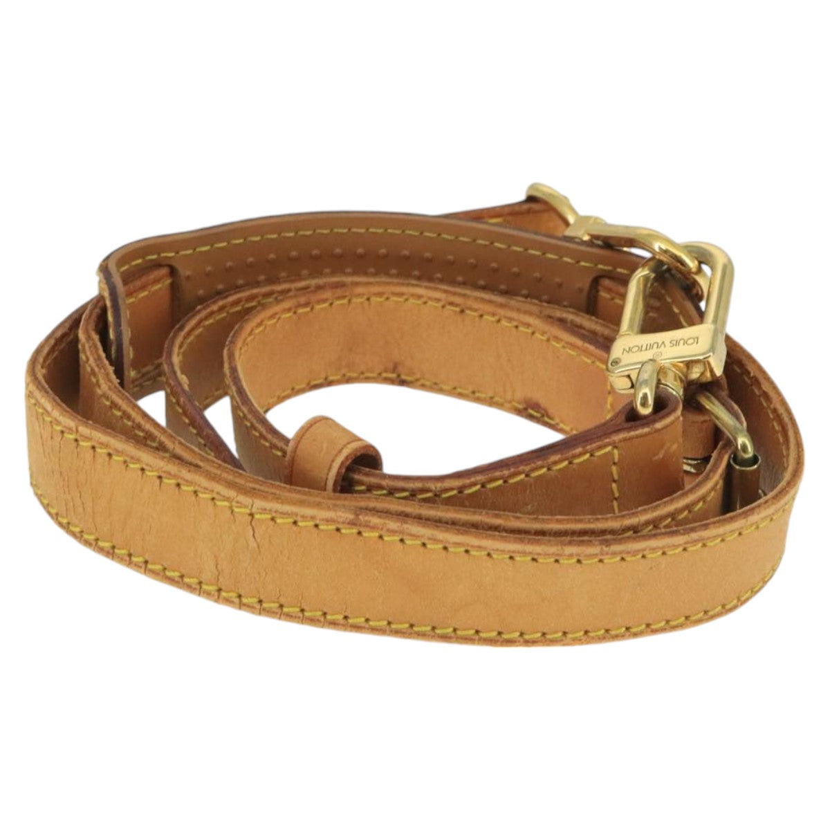 LOUIS VUITTON Adjustable Shoulder Strap Leather 35.4""""""""-43.3"""""""" Beige Auth 100134