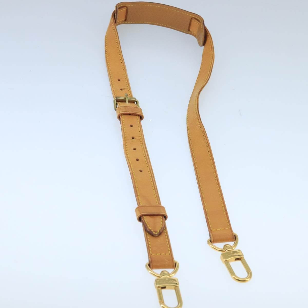 LOUIS VUITTON Adjustable Shoulder Strap Leather 35.4""""""""-43.3"""""""" Beige Auth 100134
