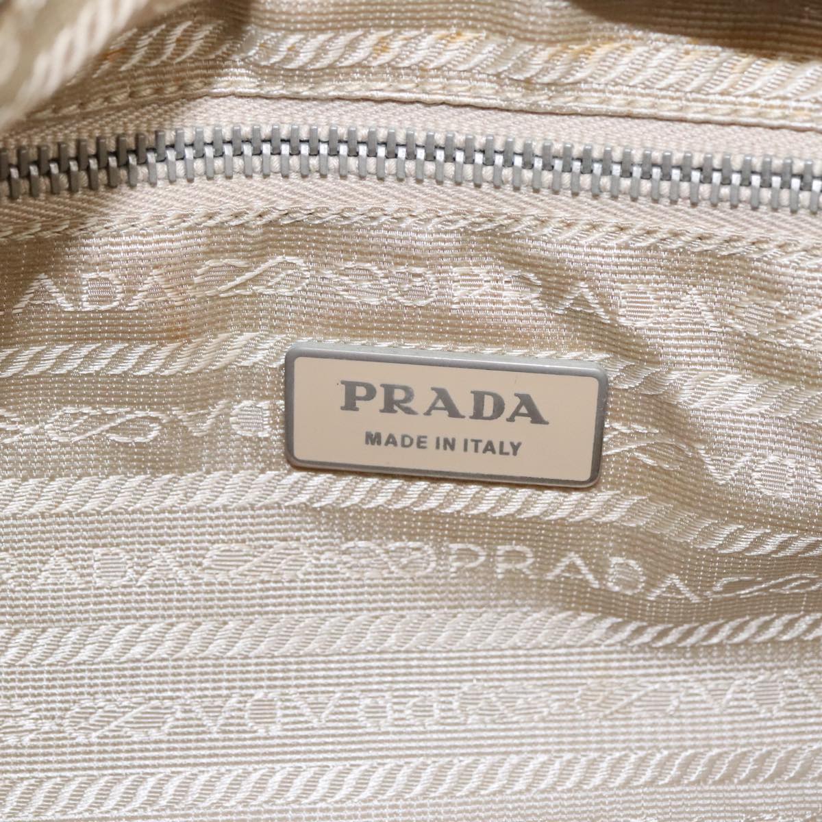 PRADA Hand Bag Nylon 2way Beige Silver Auth 100191