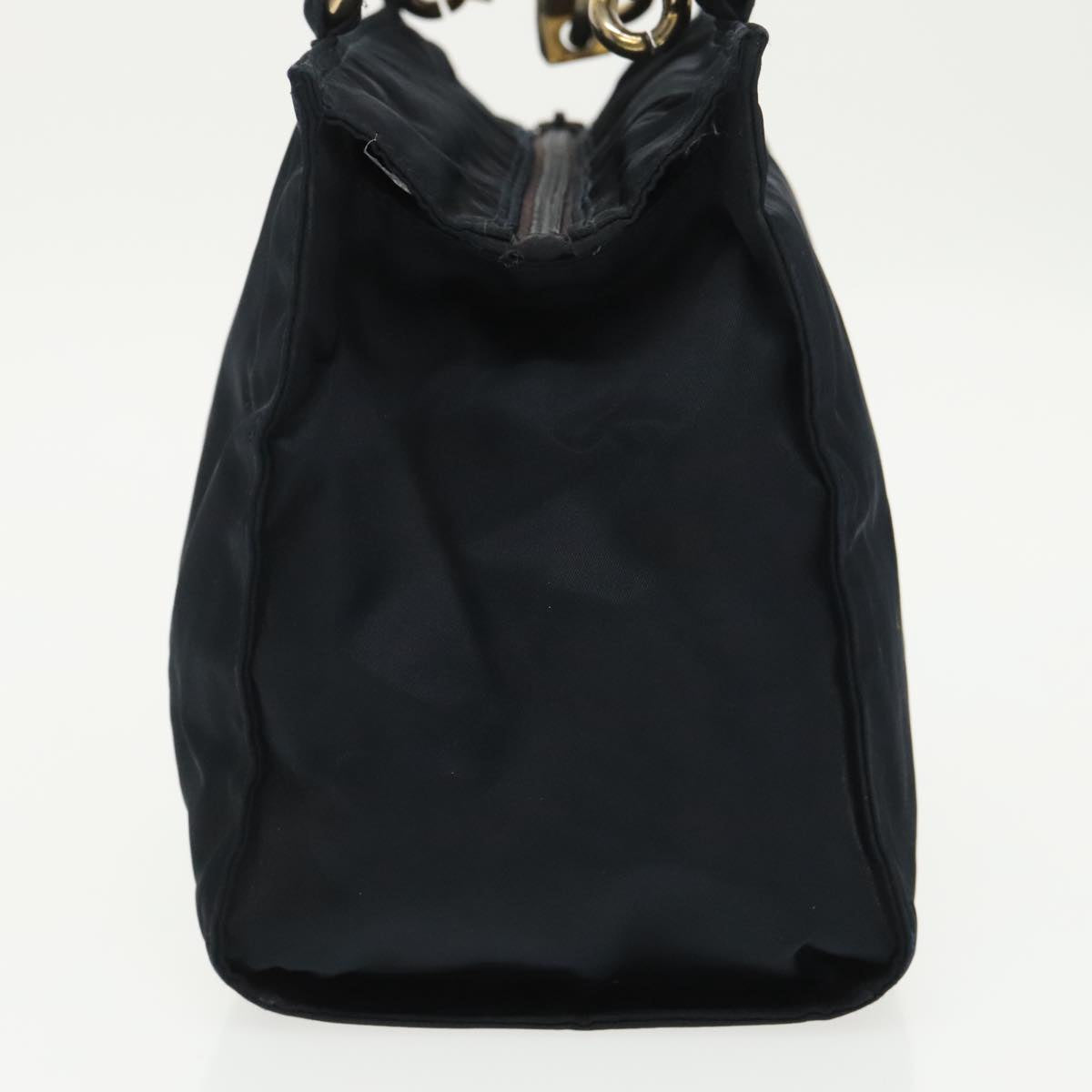 PRADA Hand Bag Nylon Navy Gold Auth 100228