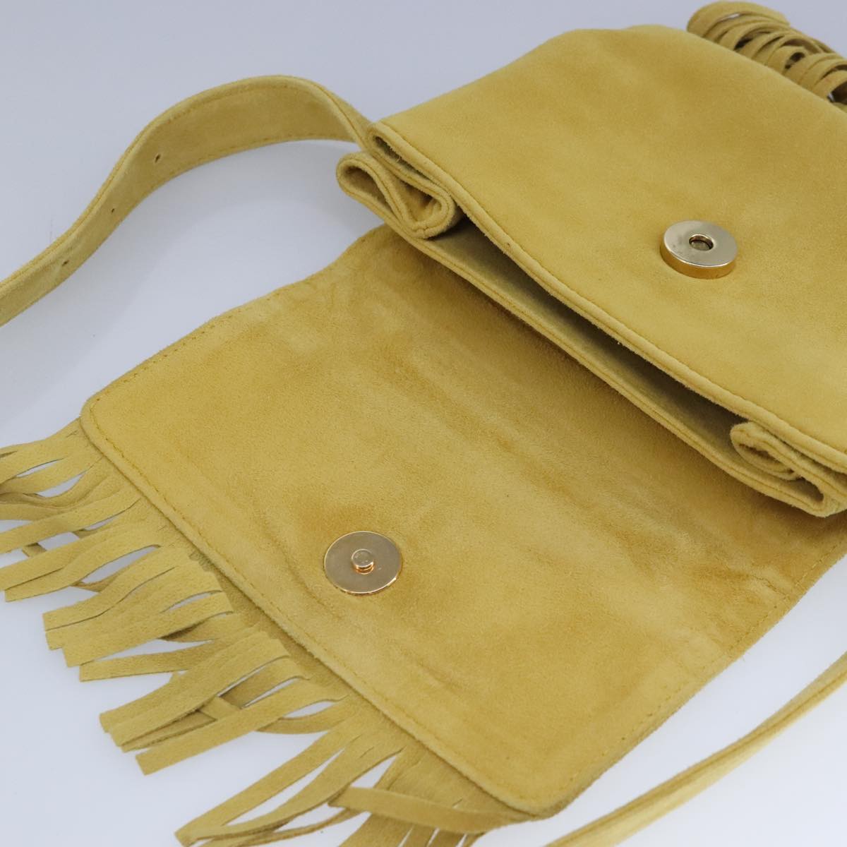 PRADA Waist Bag Suede Yellow Gold Auth 100247