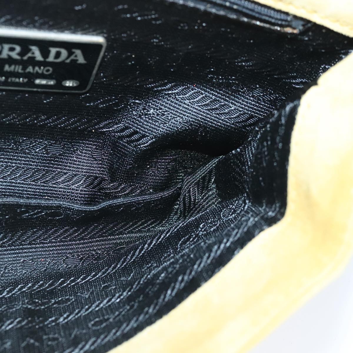 PRADA Waist Bag Suede Yellow Gold Auth 100247