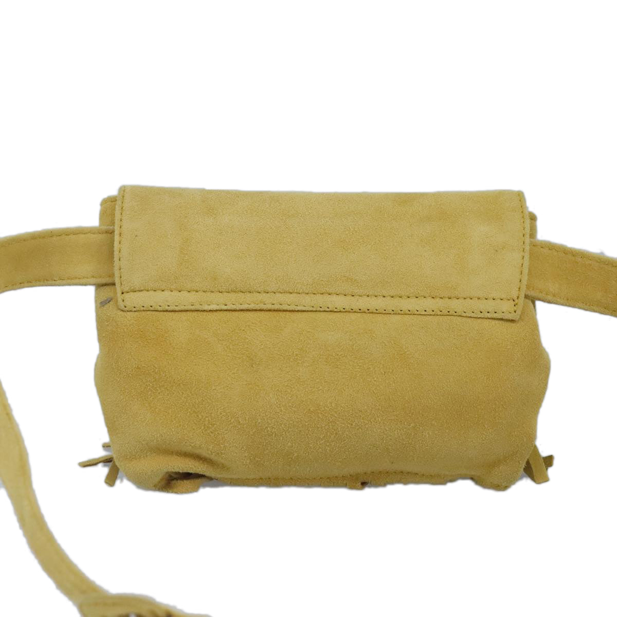 PRADA Waist Bag Suede Yellow Gold Auth 100247