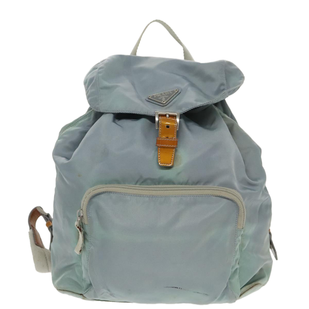 PRADA Backpack Nylon Light Blue Silver Auth 100258