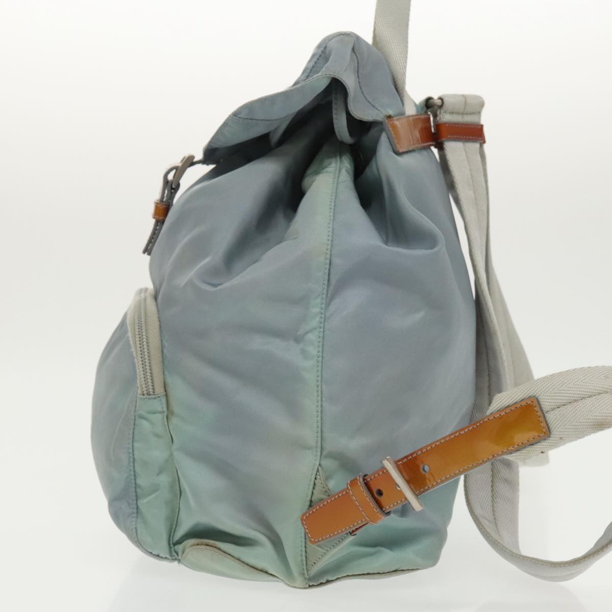 PRADA Backpack Nylon Light Blue Silver Auth 100258