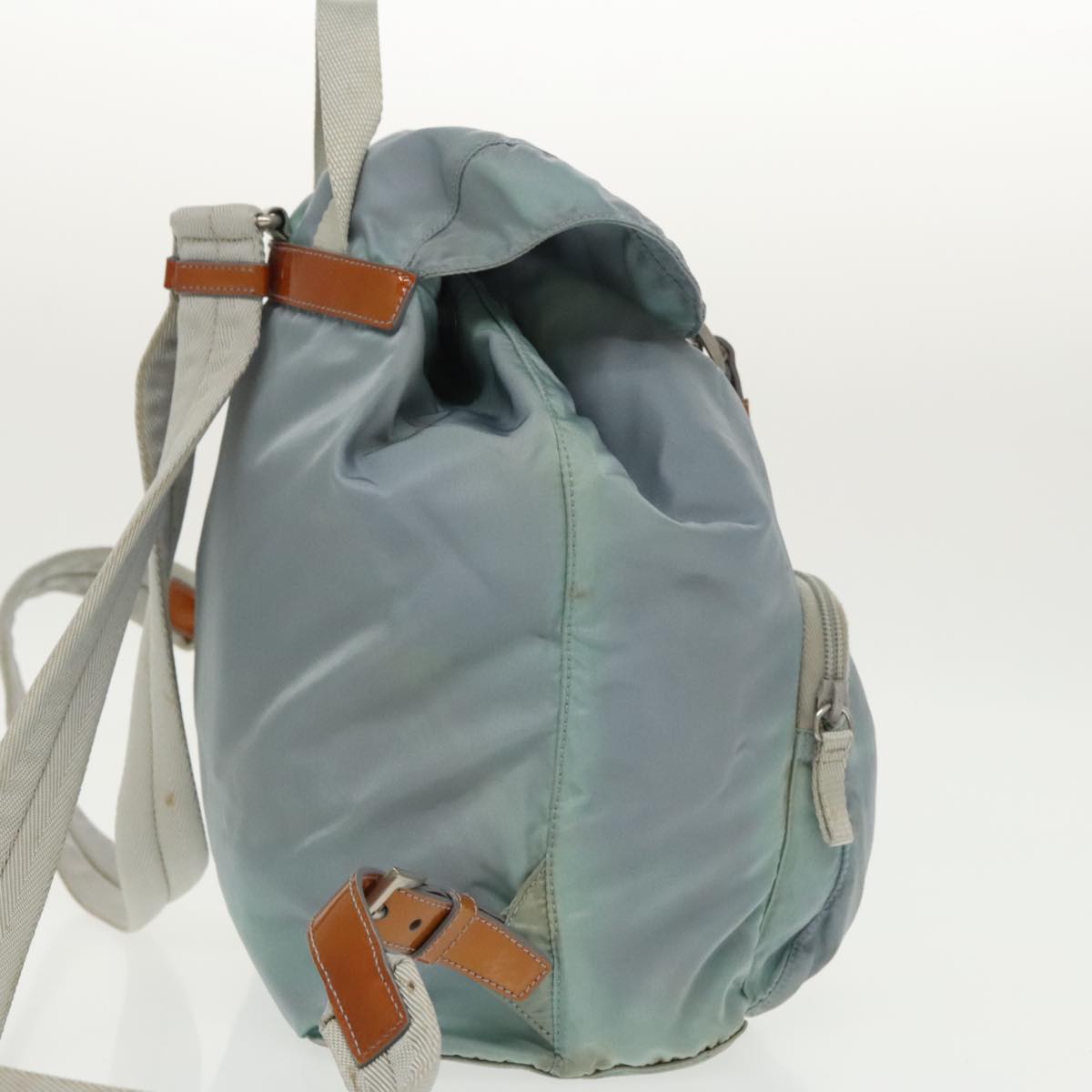 PRADA Backpack Nylon Light Blue Silver Auth 100258