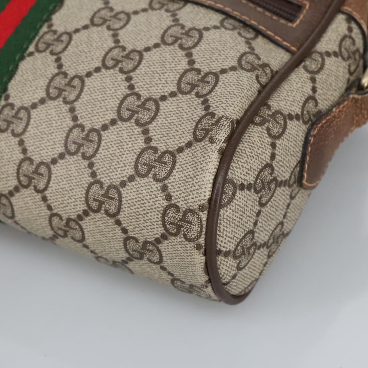 GUCCI GG Supreme Web Sherry Line Shoulder Bag PVC Beige 68 001 3654 Auth 100261