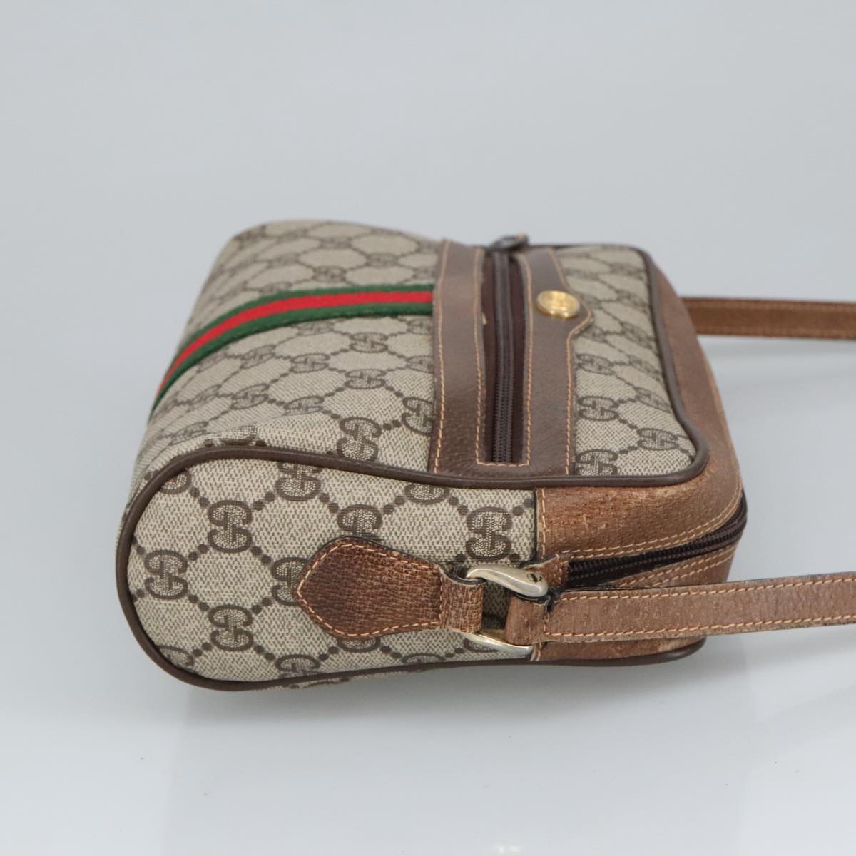 GUCCI GG Supreme Web Sherry Line Shoulder Bag PVC Beige 68 001 3654 Auth 100261