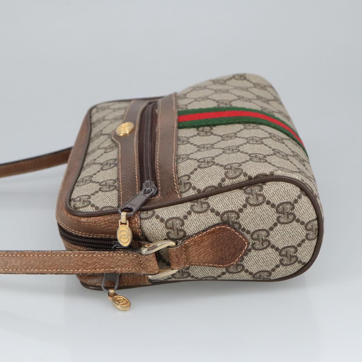 GUCCI GG Supreme Web Sherry Line Shoulder Bag PVC Beige 68 001 3654 Auth 100261