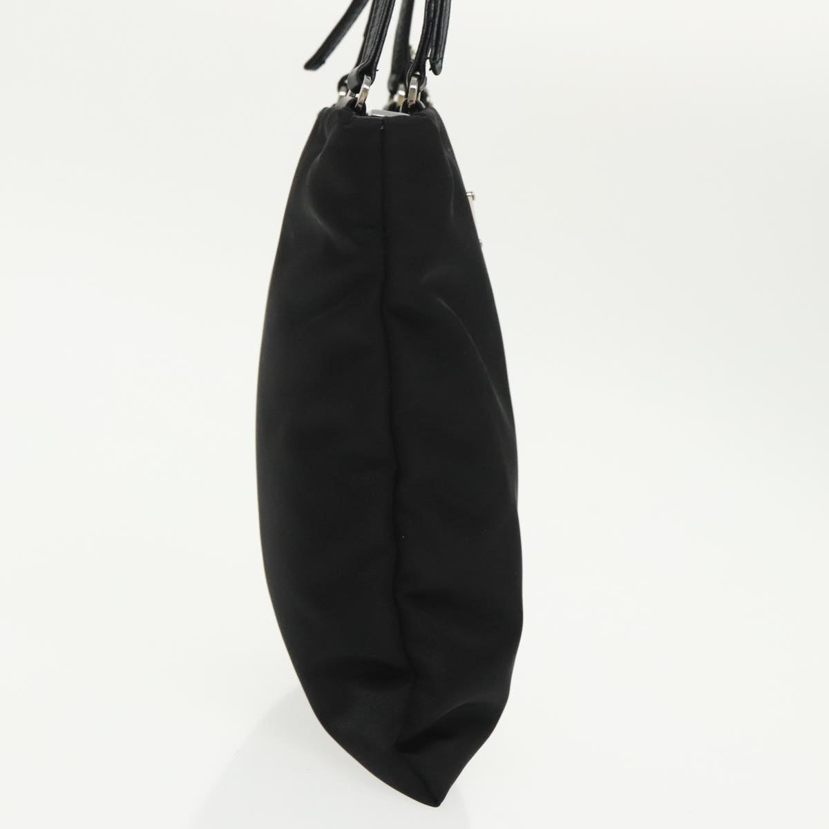 PRADA Chain Shoulder Bag Nylon Black Silver Auth 100262AV