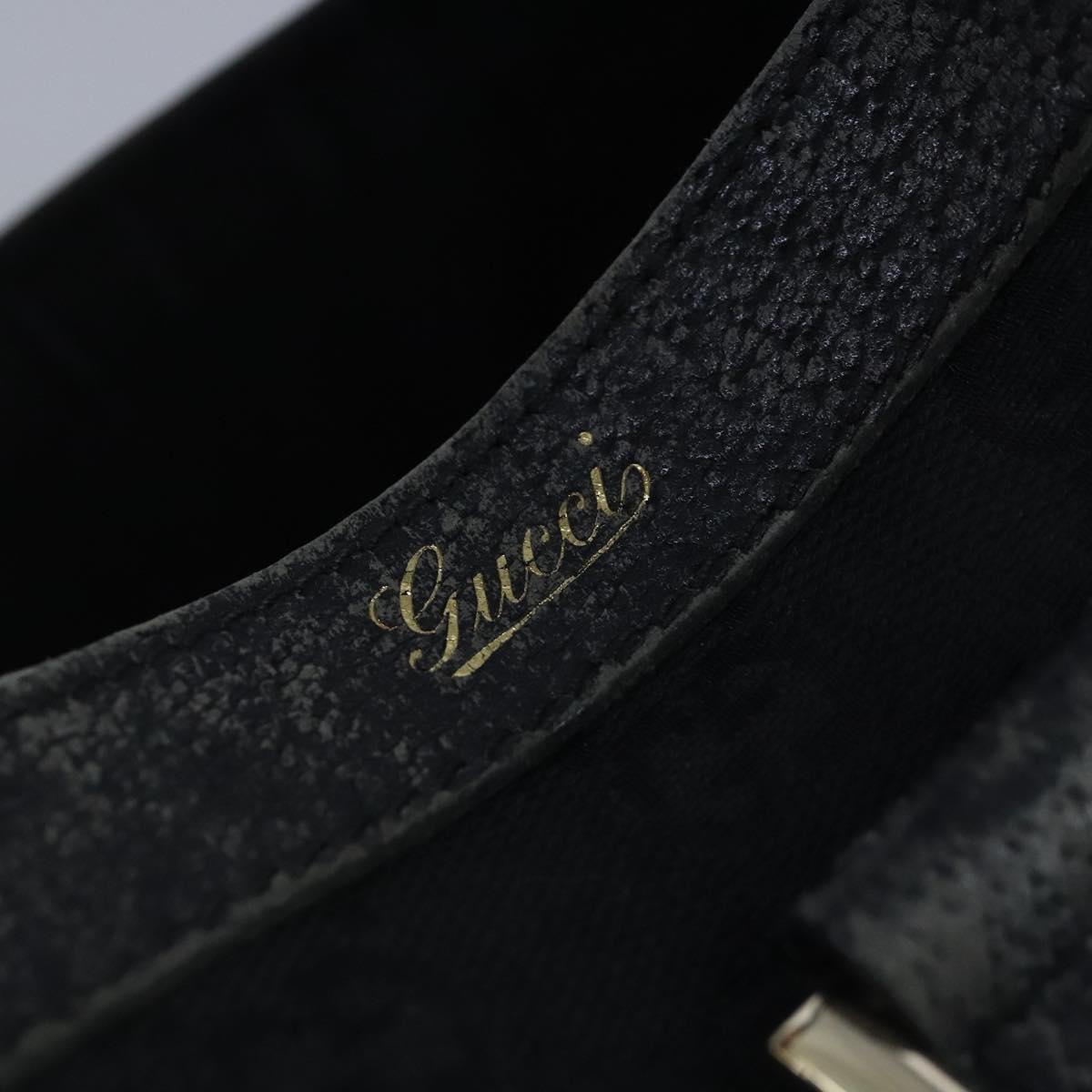 GUCCI GG Canvas Tote Bag Black Gold 130739 Auth 100265