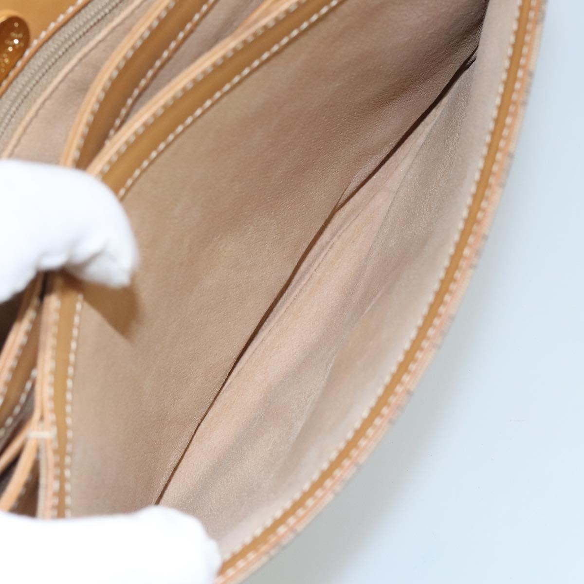 GUCCI Micro GG Supreme Shoulder Bag PVC Beige Gold 001 406 1780 Auth 100267