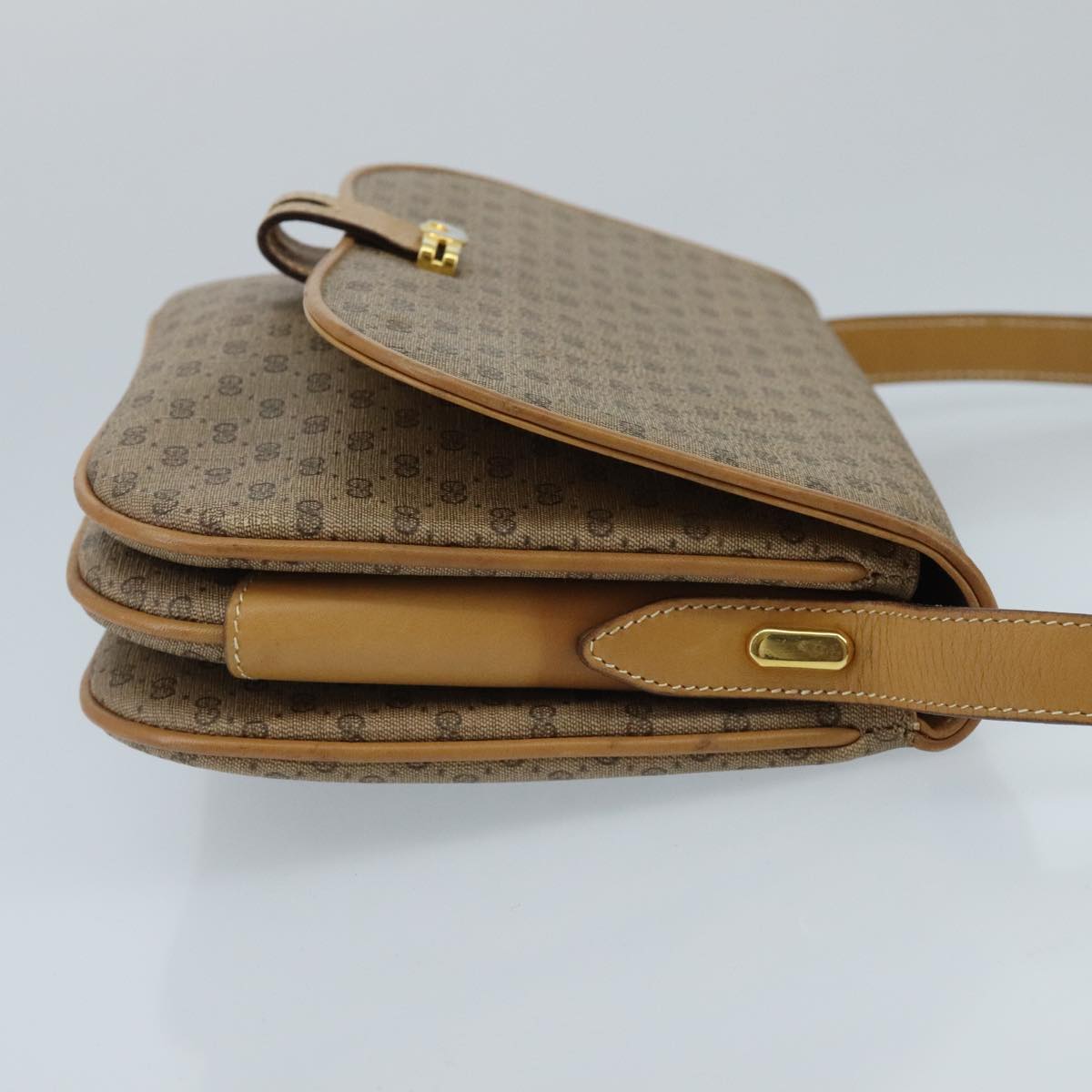 GUCCI Micro GG Supreme Shoulder Bag PVC Beige Gold 001 406 1780 Auth 100267