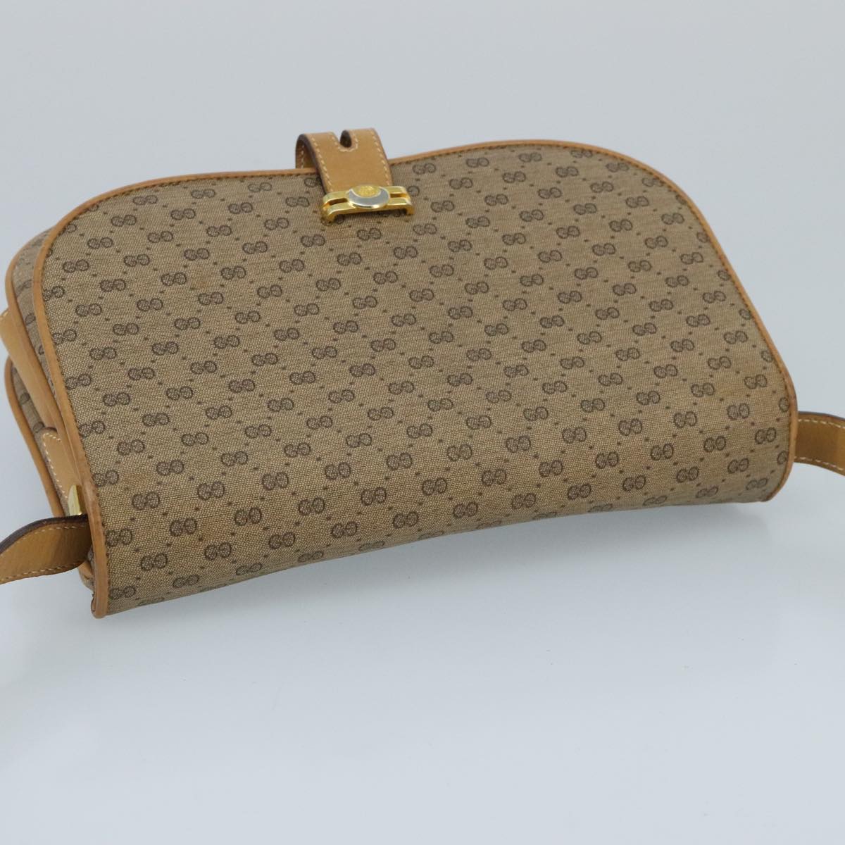 GUCCI Micro GG Supreme Shoulder Bag PVC Beige Gold 001 406 1780 Auth 100267