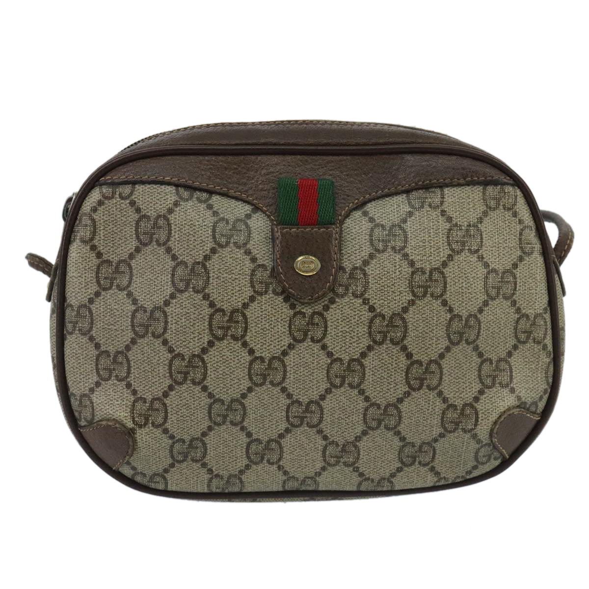 GUCCI GG Supreme Web Sherry Line Shoulder Bag PVC Beige 89 02 066 Auth 100268