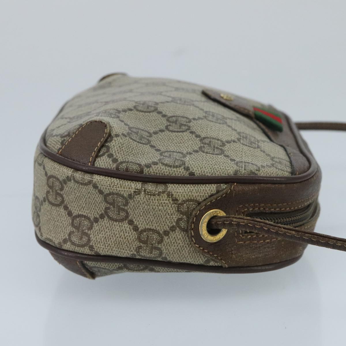 GUCCI GG Supreme Web Sherry Line Shoulder Bag PVC Beige 89 02 066 Auth 100268