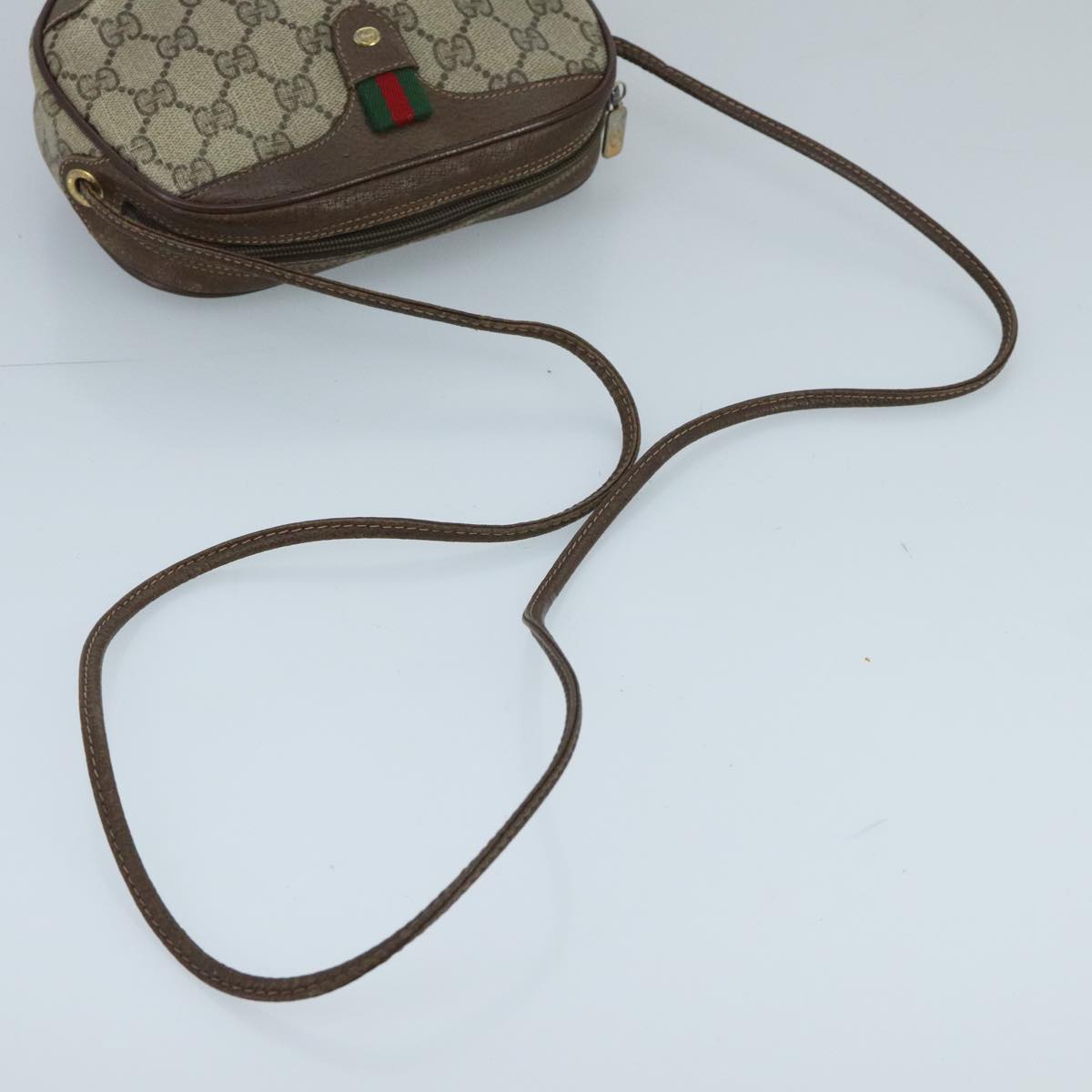 GUCCI GG Supreme Web Sherry Line Shoulder Bag PVC Beige 89 02 066 Auth 100268