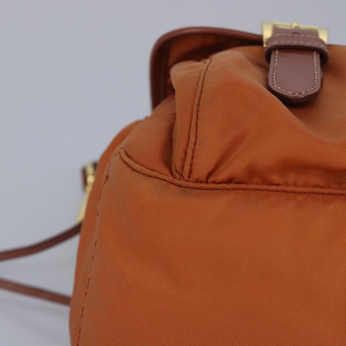 PRADA Shoulder Bag Nylon Orange Gold Auth 100273