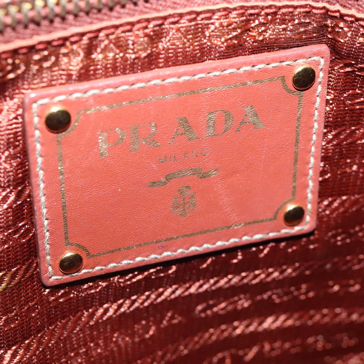 PRADA Shoulder Bag Nylon Orange Gold Auth 100273