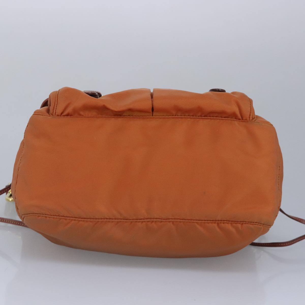 PRADA Shoulder Bag Nylon Orange Gold Auth 100273