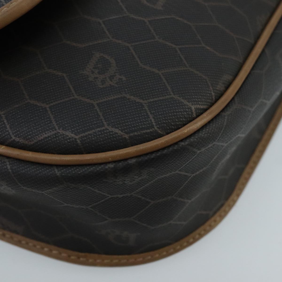 Christian Dior Honeycomb Canvas Shoulder Bag PVC Gold Black Auth 100296