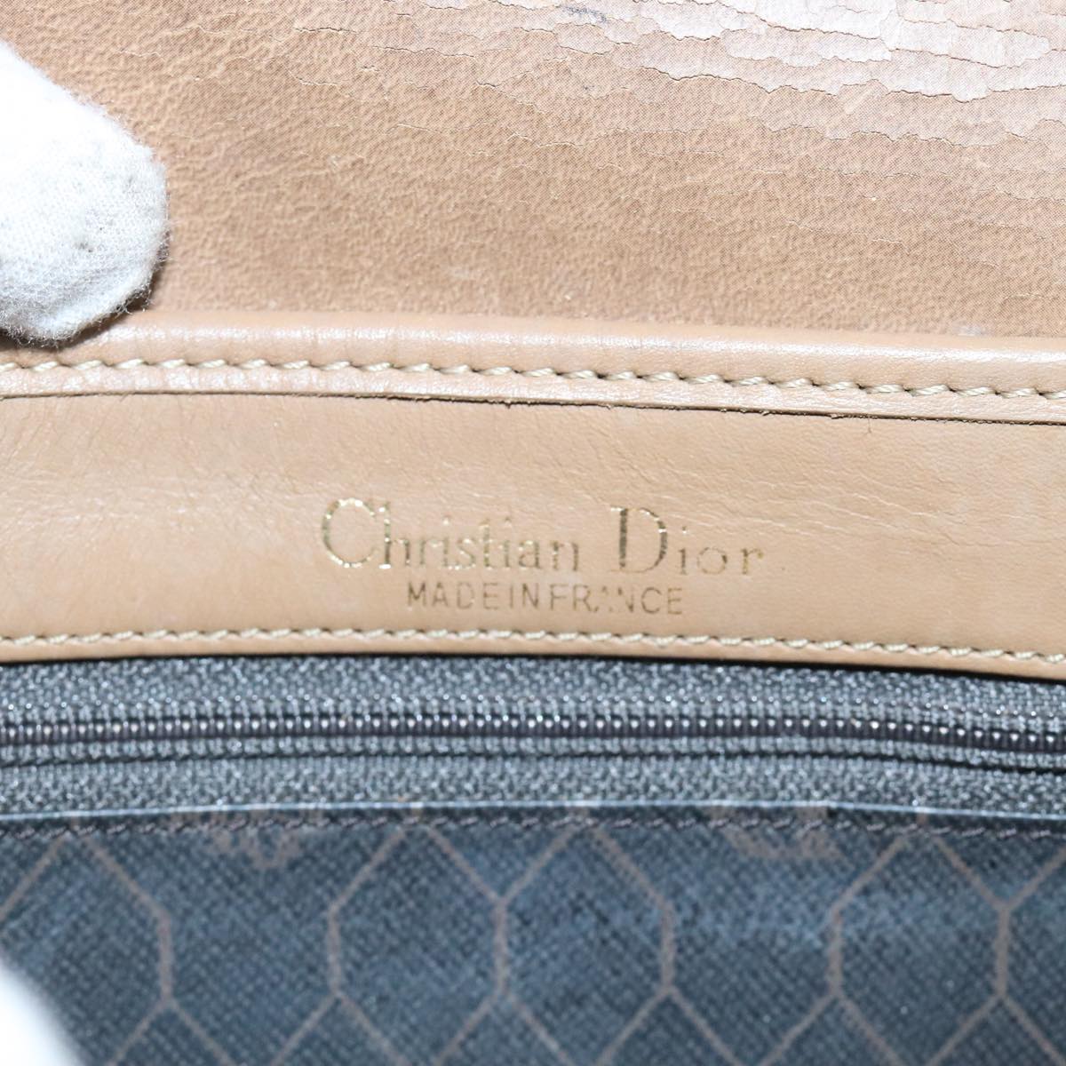 Christian Dior Honeycomb Canvas Shoulder Bag PVC Gold Black Auth 100296