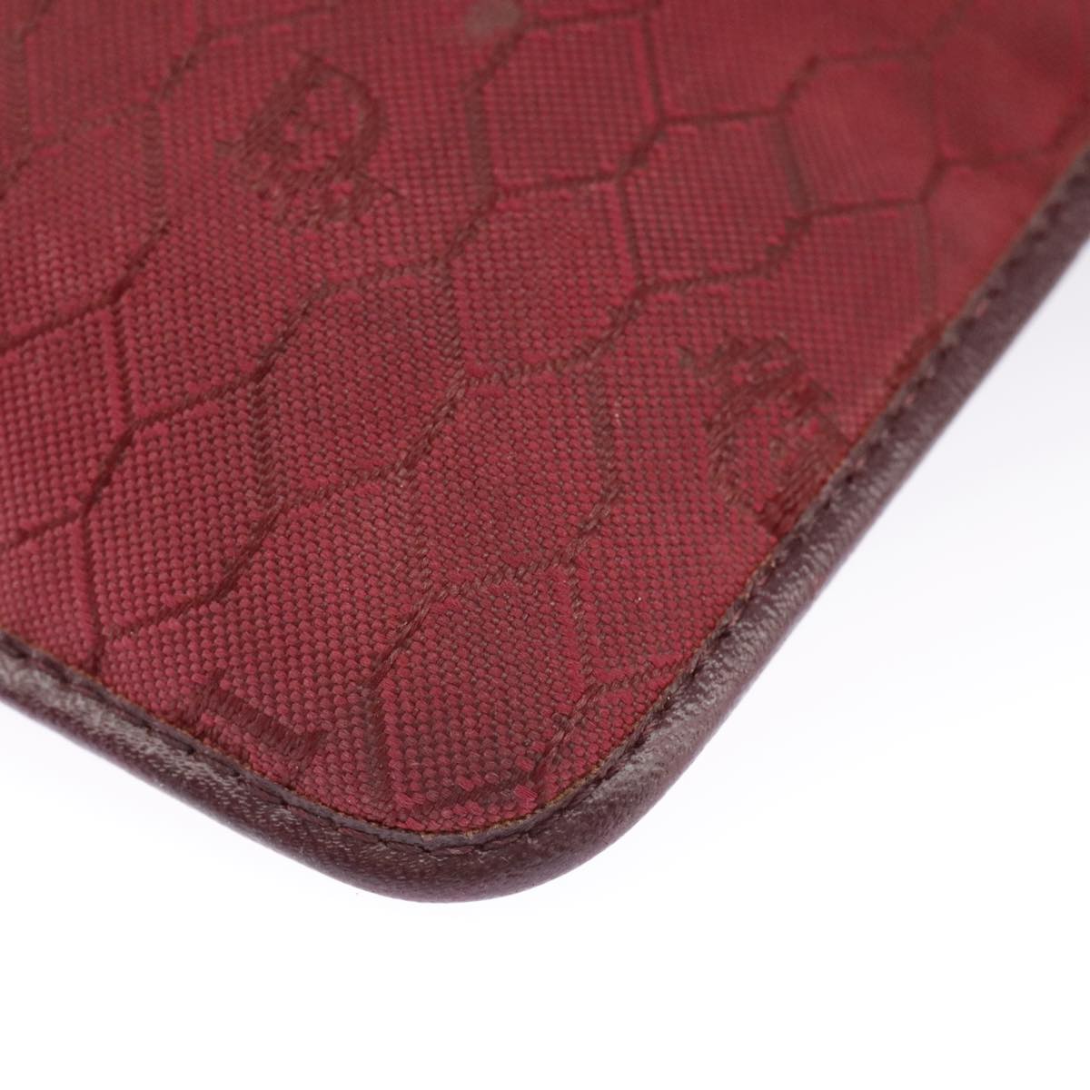 Christian Dior Honeycomb Canvas Shoulder Bag Red Gold Auth 100345