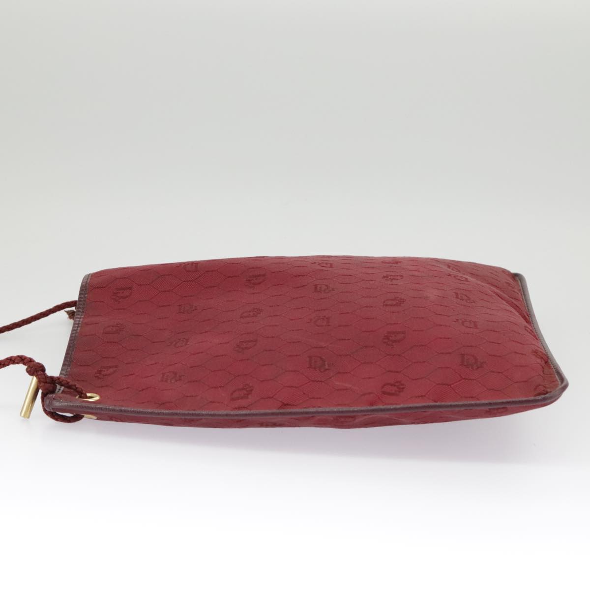 Christian Dior Honeycomb Canvas Shoulder Bag Red Gold Auth 100345